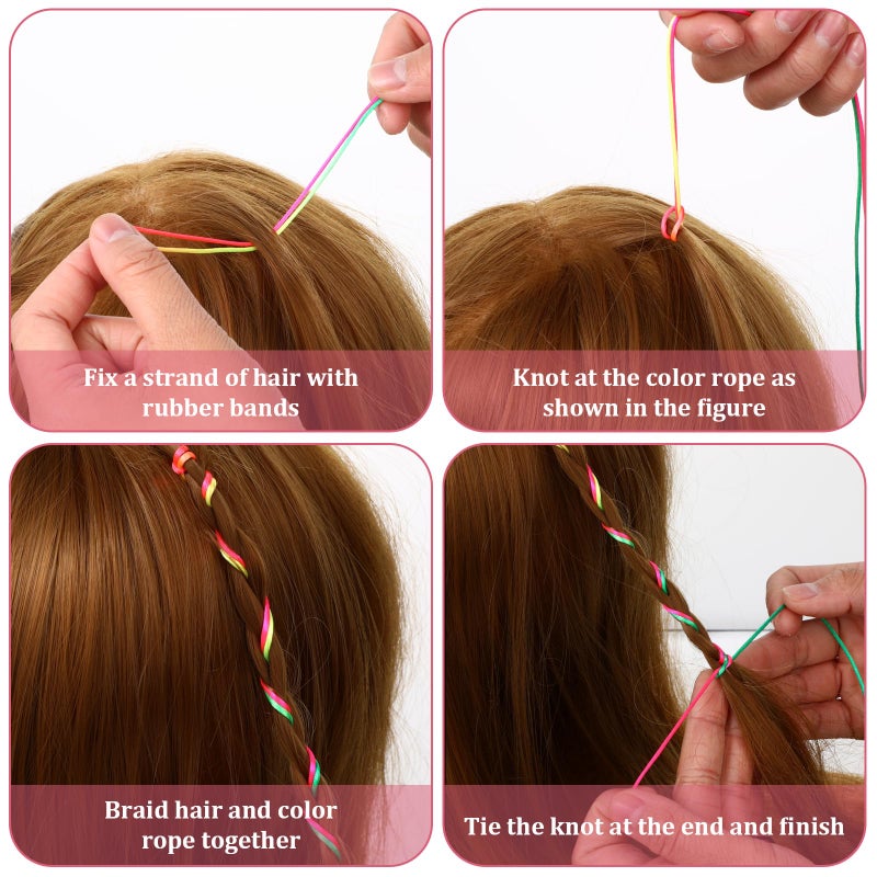 Telooco 30Pcs Multi-color Hair Rope Set - 82cm Long, 1.5mm Wide - Braid Hair Accessories for Girls - DIY Hairstyle Tool - Image 3
